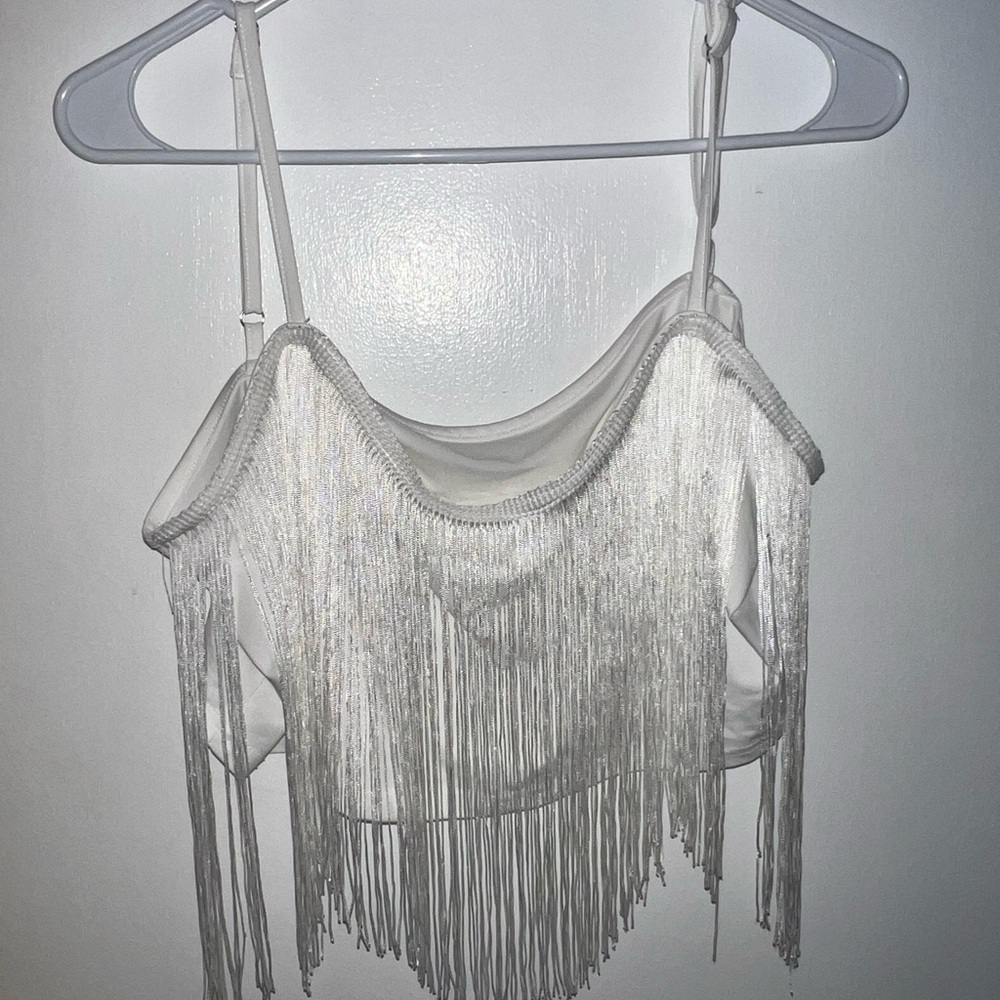 SHEIN Asymmetrical White Tank Top with Cut Out Details
